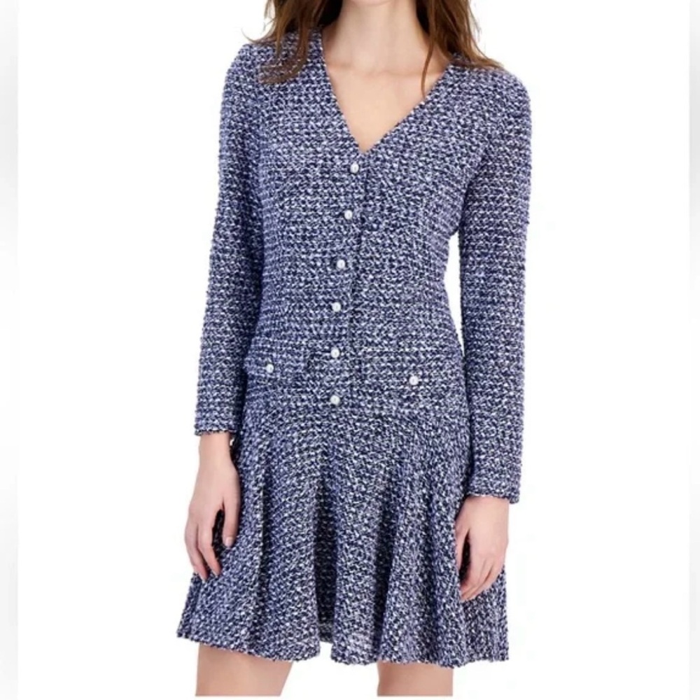 Taylor Blue Tweed‎ Knit Dress size Small 8